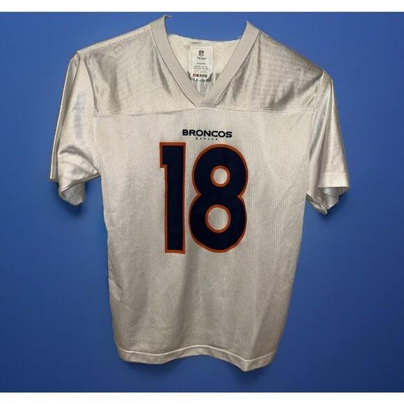 Peyton Manning #18 Denver Broncos NFL Team Apparel Jersey White-Youth L (14-16) - Picture 1 of 3